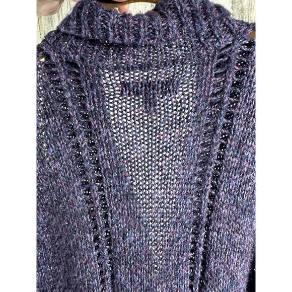 Soft By Avenue Womens Cardigan Sweater Sz 18 20 Marled Purple Open Front Chucky - Picture 9 of 9